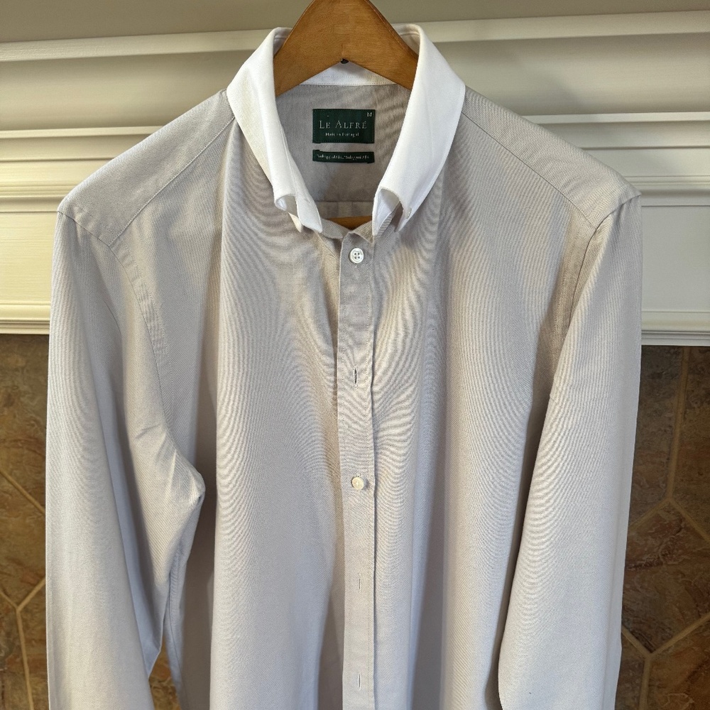 Le Alfre Gray Contrast Color Oxford Shirt